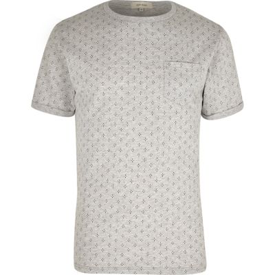 Grey micro print t-shirt